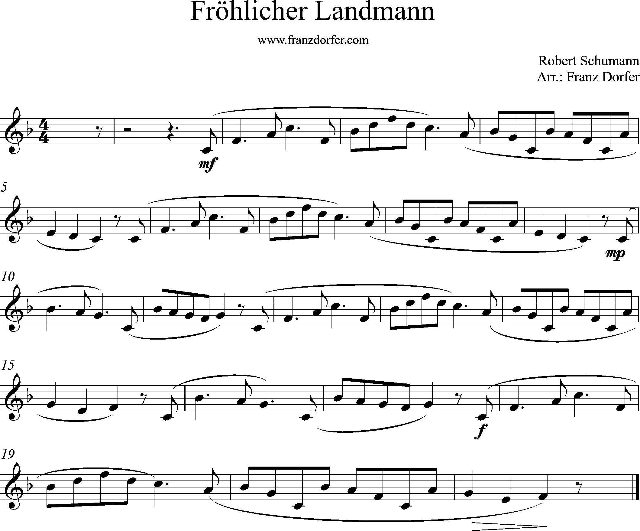 Klarinettennoten- der fröhliche Landmann F-Dur